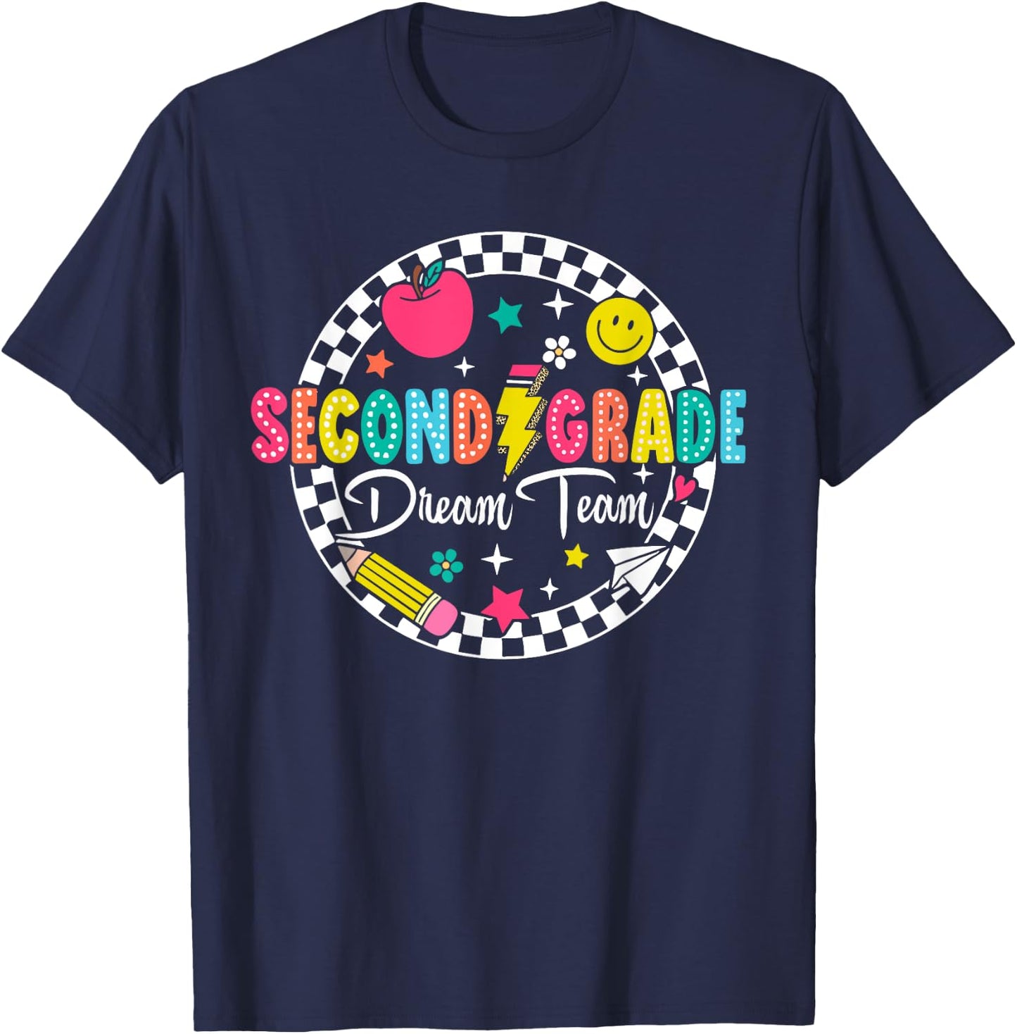 Second Grade Dream Team Bruh Back To School Tour (ON BACK) T-Shirt - T-Shirt | Navy