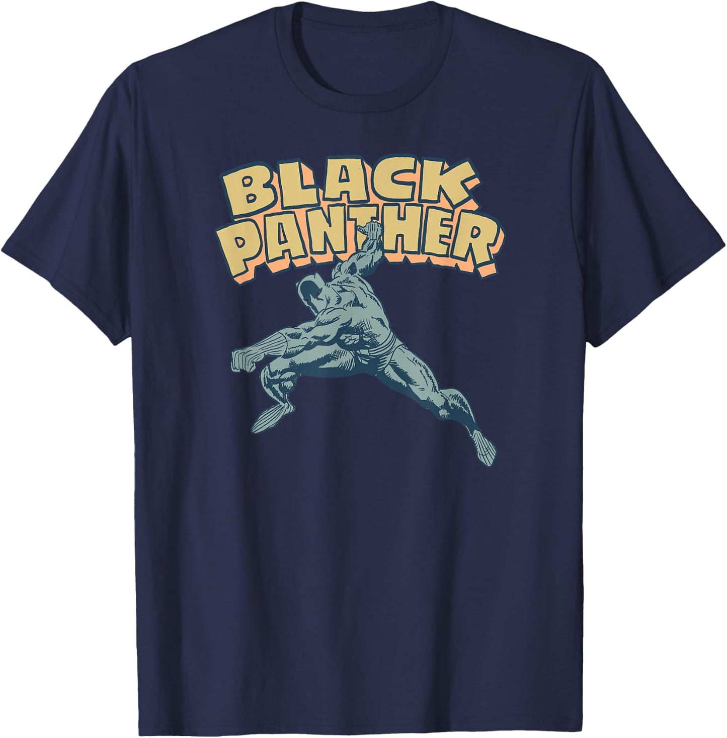 Amazon Essentials Men's MARVEL BLACK PANTHER COMIC POSE , Black, Small T-Shirt - T-Shirt | Navy