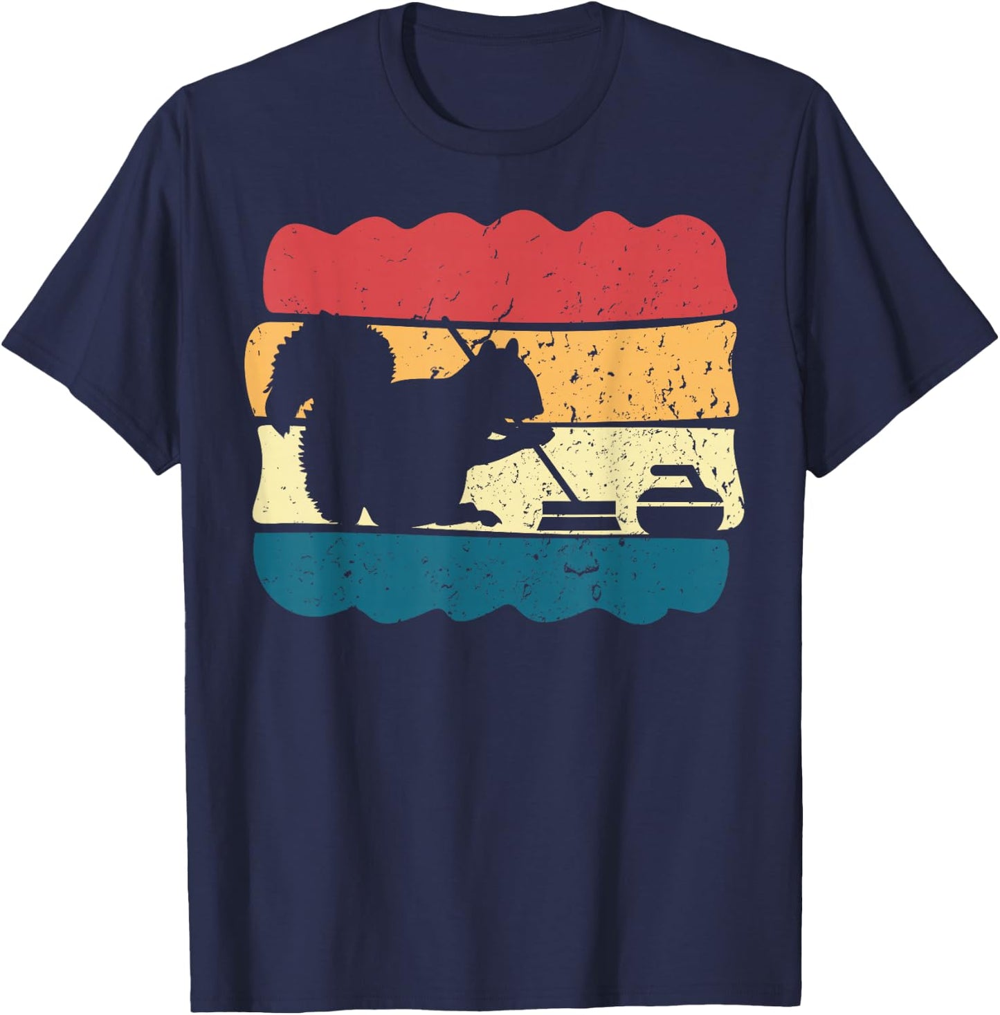 Curling Player Curler Sport Lover Curling Stone Squirrel T-Shirt - T-Shirt | Navy