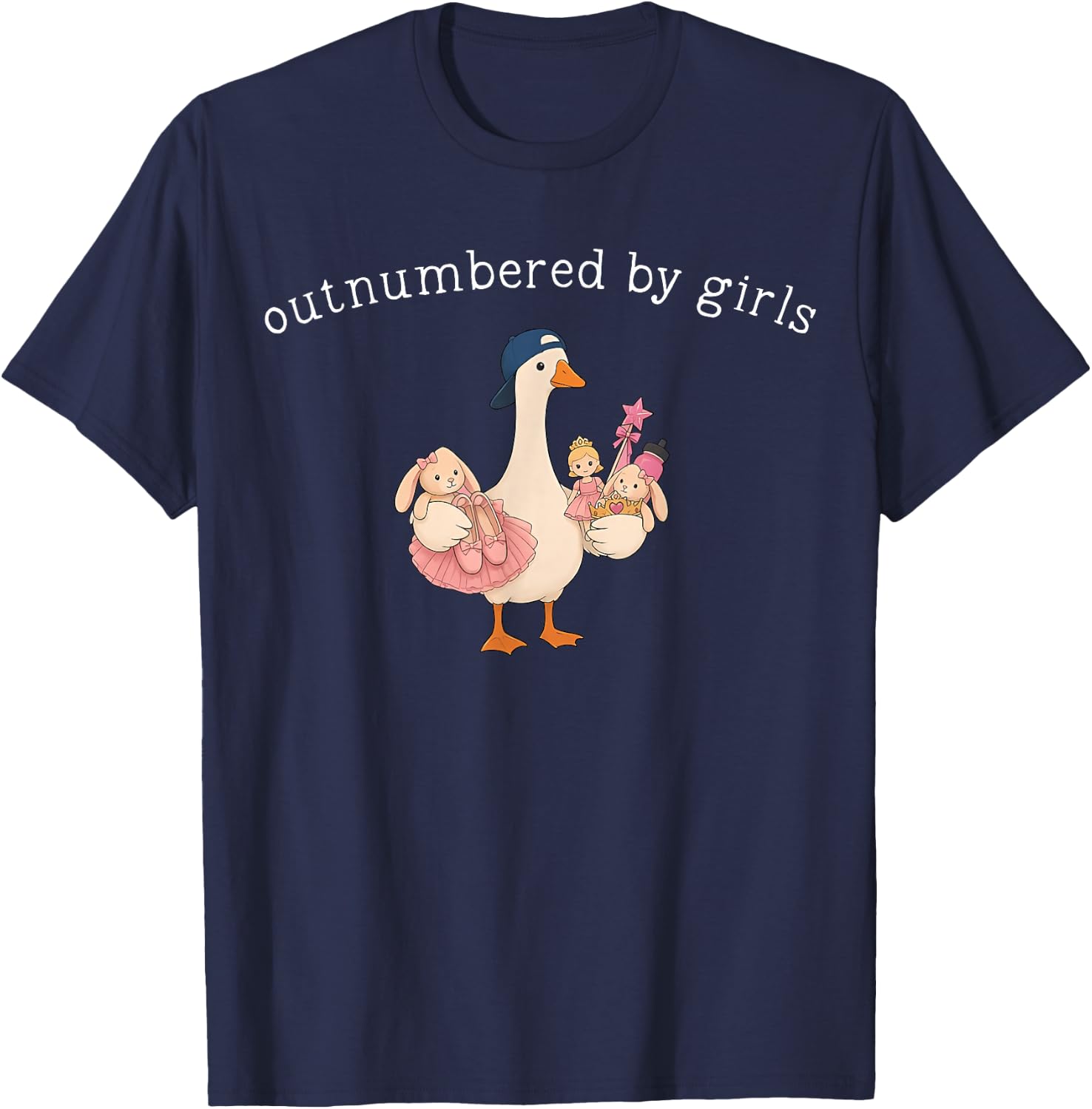 Outnumbered By Girls Funny Dad Goose Fathers Day T-Shirt - T-Shirt | Navy