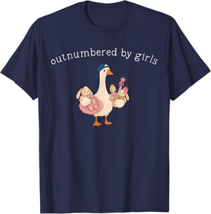 Outnumbered By Girls Funny Dad Goose Fathers Day T-Shirt - T-Shirt | Navy