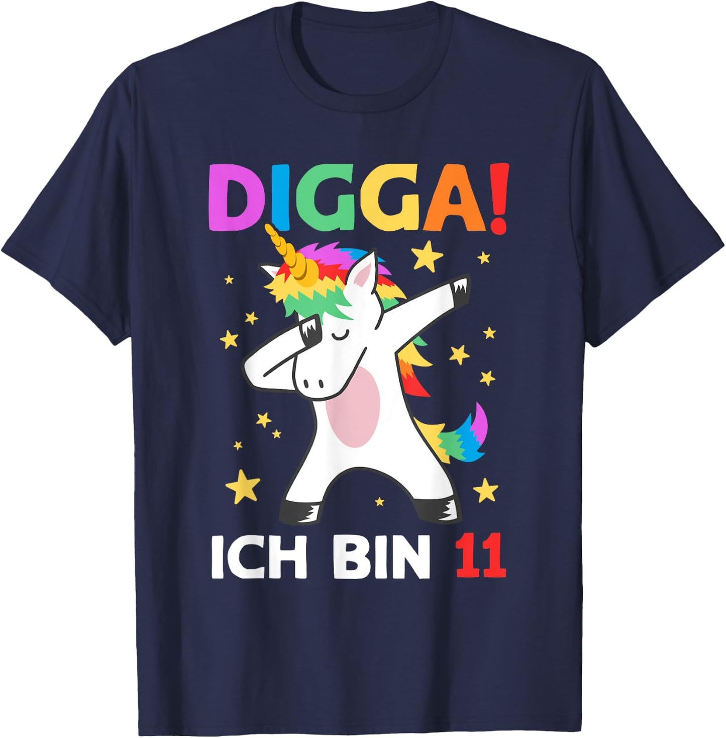 Digga Ich Bin 11 Jahre Dabbing Einhorn 11. Geburtstag T-Shirt - T-Shirt | Navy