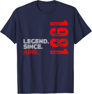 Born In June 1981 Vintage Birthday Legend Since June 1981 T-Shirt - T-Shirt | Navy