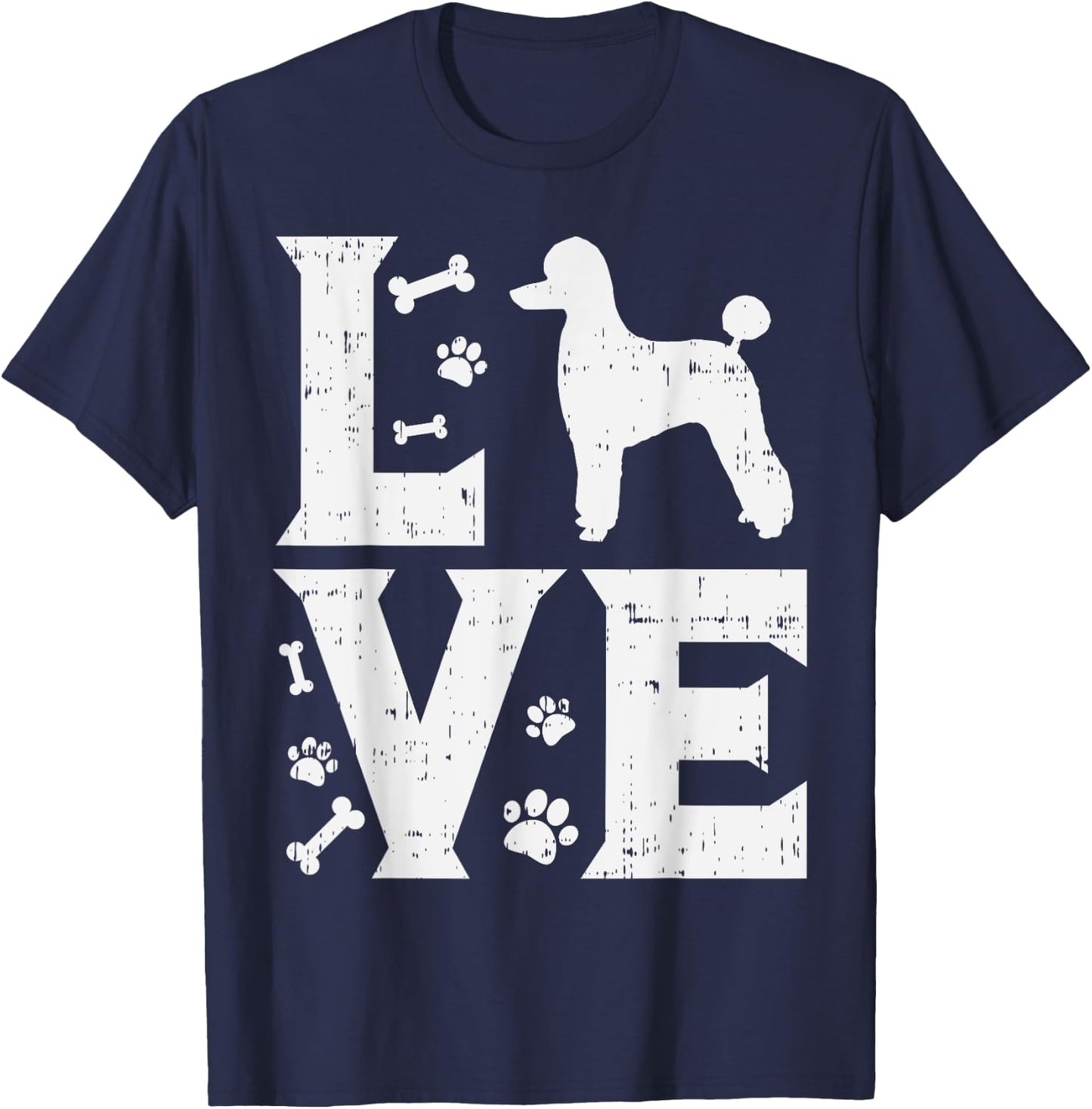 Love Poodle Standard Miniature Toy Pet Dog Lover Owner Gift Women Kids T-Shirt - T-Shirt | Navy