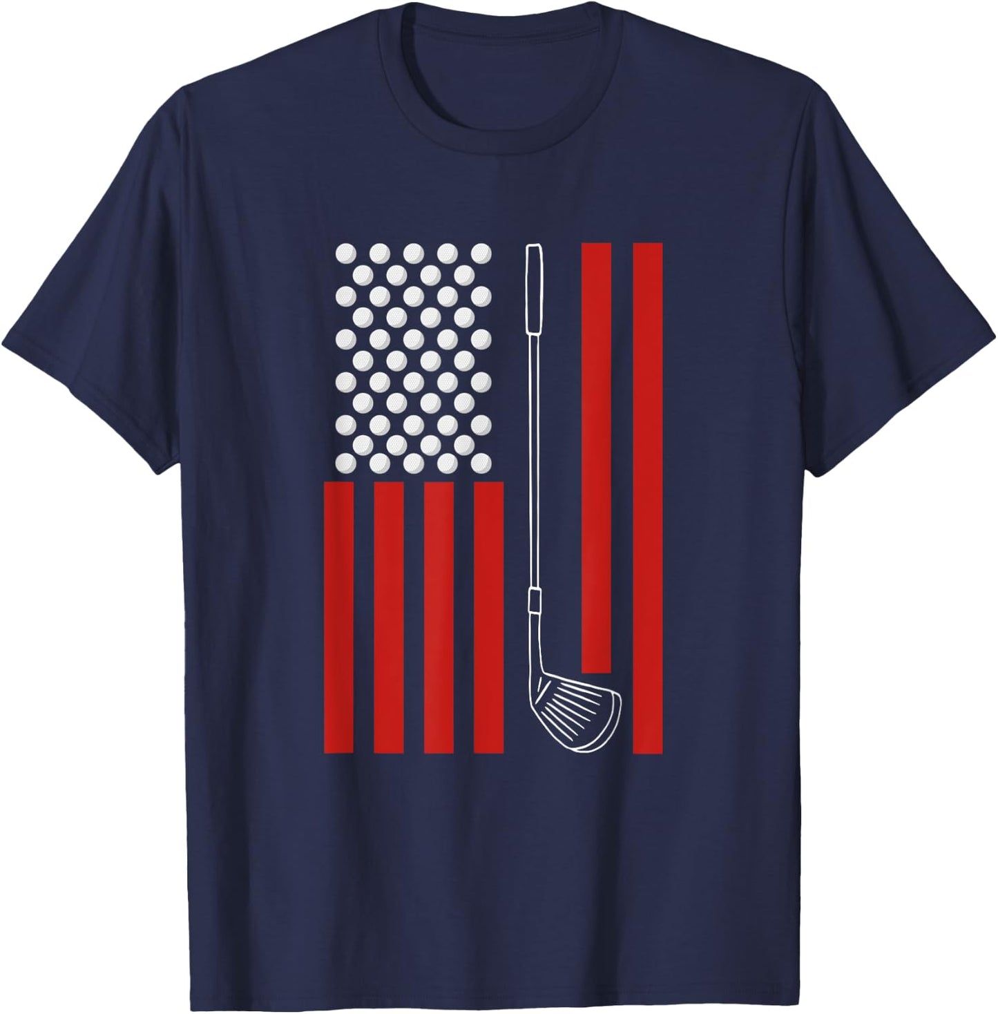 Retro American Flag Golf Gift Golfer Funny Golf T-Shirt - T-Shirt | Navy