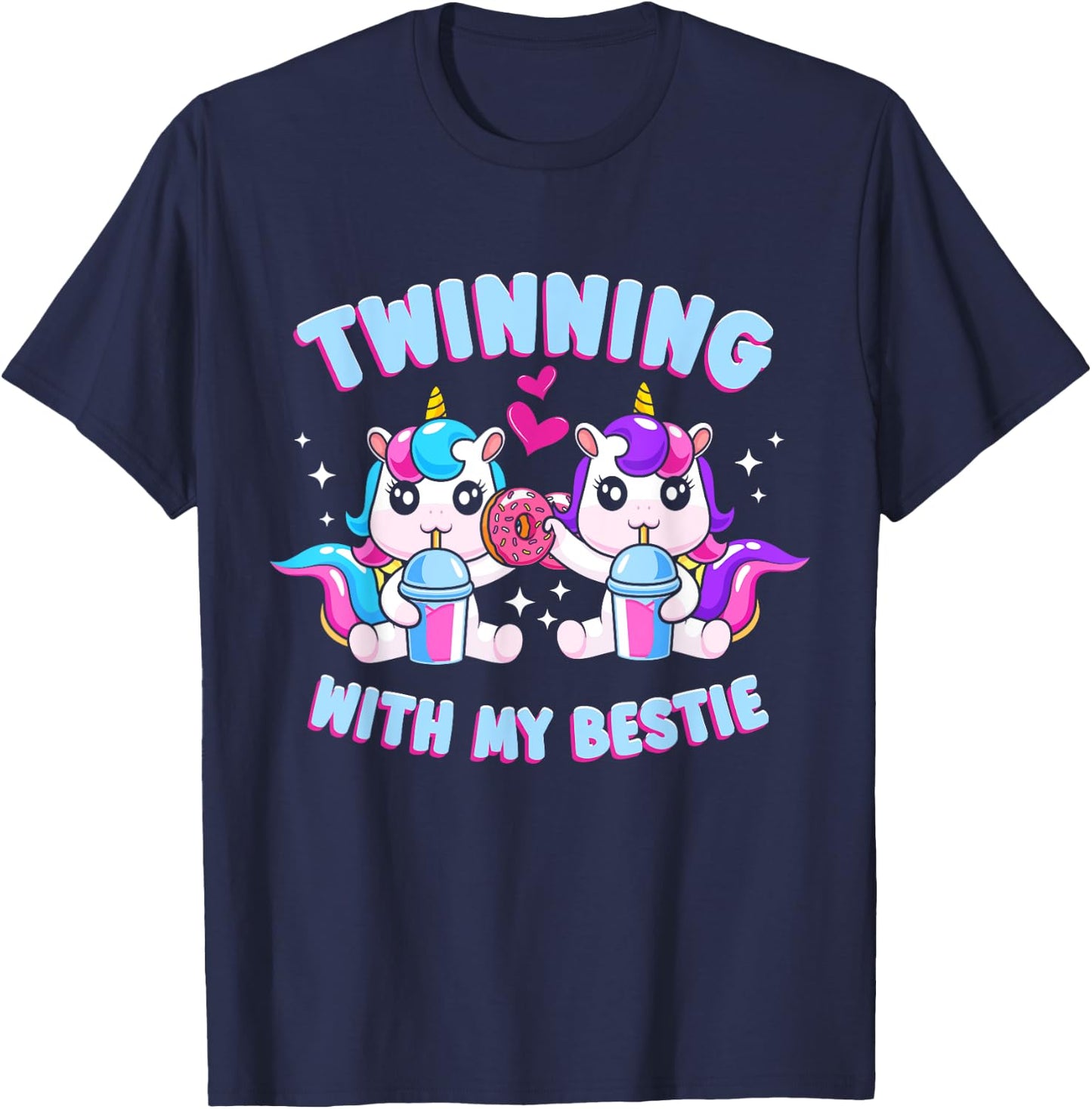 Friends Matching Twins Day Twinning With My Bestie T-Shirt - T-Shirt | Navy
