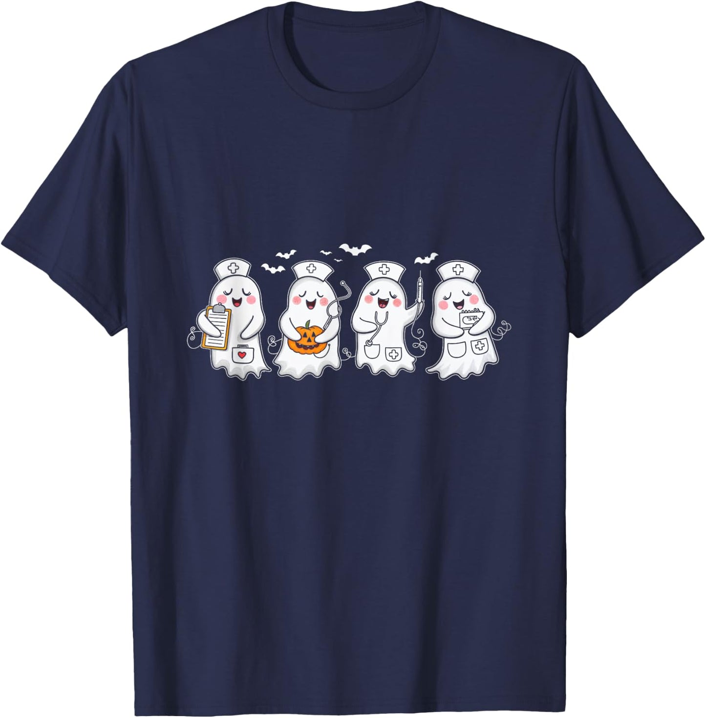Ghost Nurses Halloween Costume Nurse Spooky Halloween T-Shirt - T-Shirt | Navy