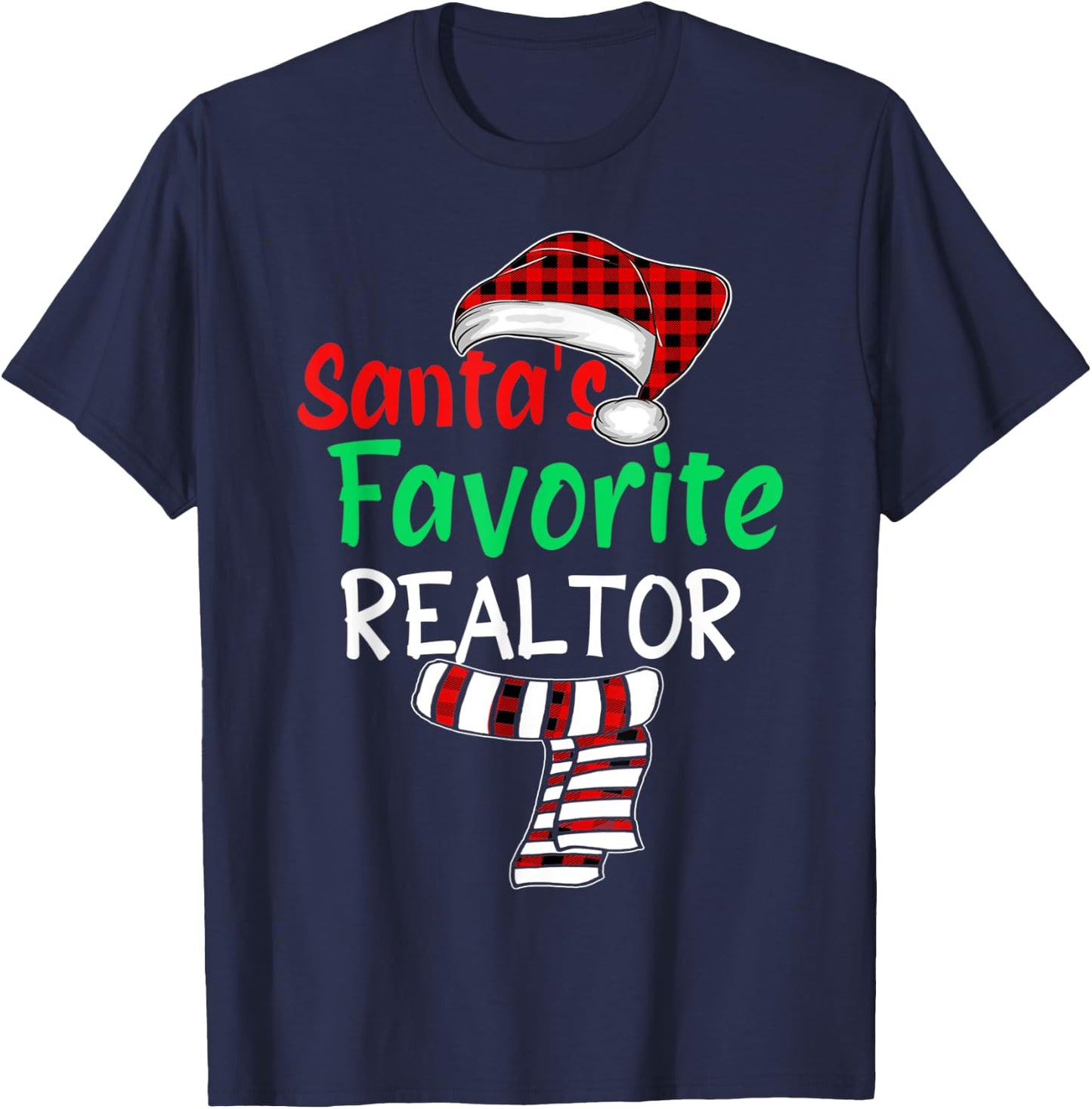 Christmas Pajama Santa Claus Shirt, Santa's Favorite Realtor T-Shirt - T-Shirt | Navy