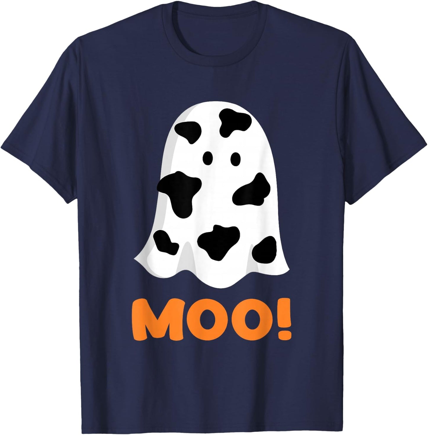Funny cow print ghost with moo halloween costume T-Shirt - T-Shirt | Navy