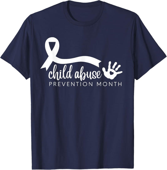 In April We Wear Blue Cool Child Abuse Prevention Awareness T-Shirt - T-Shirt | Navy