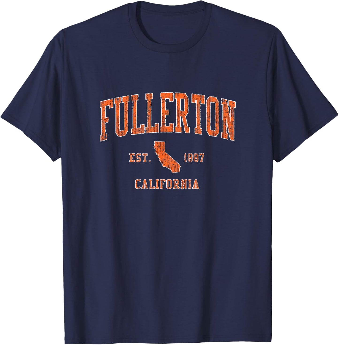 Fullerton California CA Vintage Athletic Sports Design T-Shirt - T-Shirt | Navy