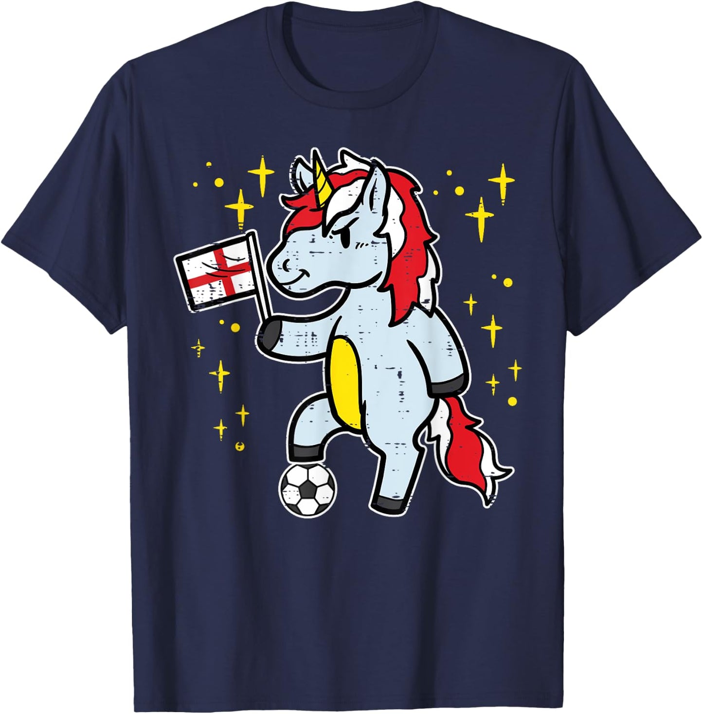 England Flag Unicorn Football Soccer Fan Women Girls Kids T-Shirt - T-Shirt | Navy