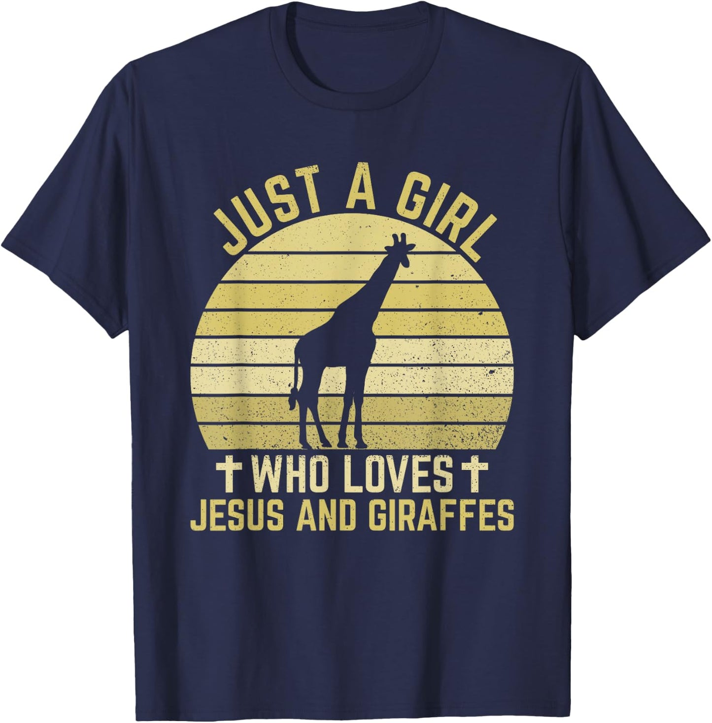 Jesus And Giraffes - Christian Girl And Women T-Shirt - T-Shirt | Navy