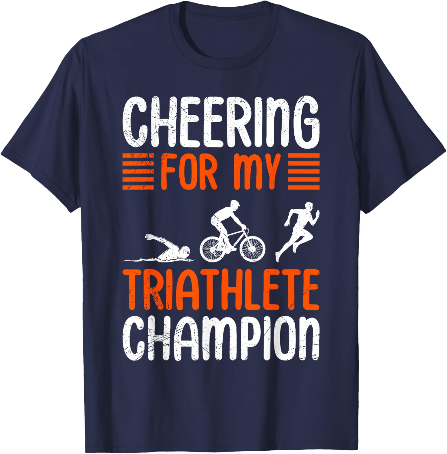Triathlon ANFEUERN MEINES LIEBLINGS TRIATHLETEN Lustiges T-Shirt - T-Shirt | Navy