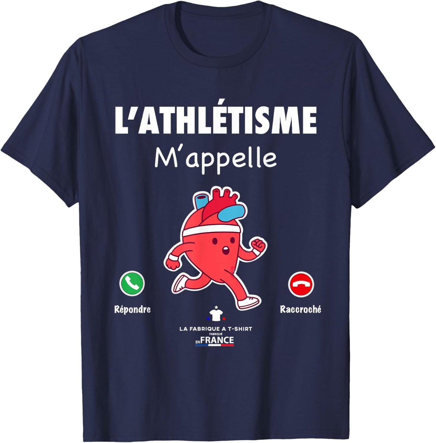 Funny Gift Running Humour Man "Athletics Calls" , Black, S T-Shirt - T-Shirt | Navy