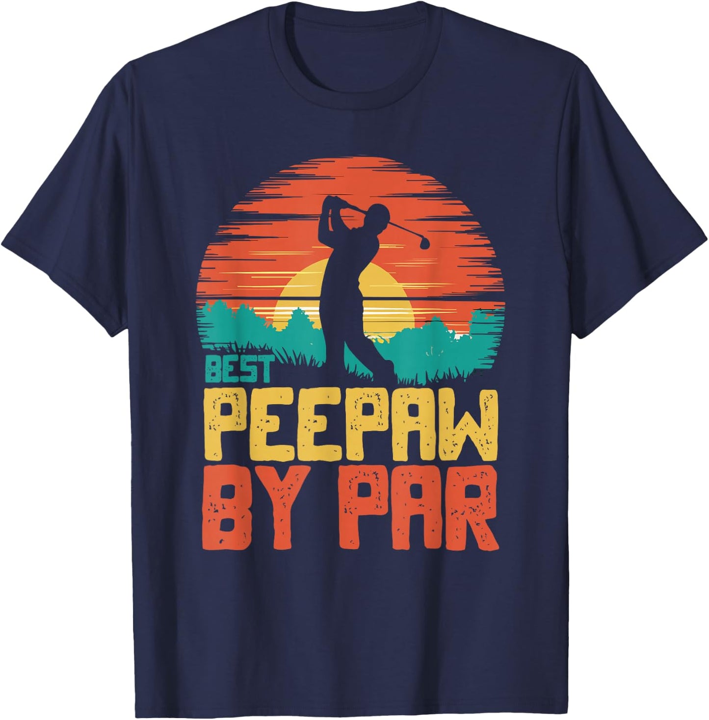 Best PeePaw By Par Golfing Golf Golfer Funny Pee-Paw T-Shirt - T-Shirt | Navy