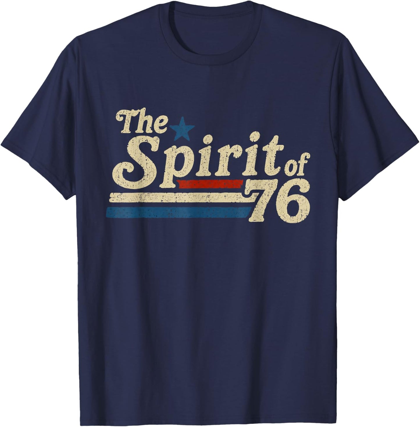 Retro Spirit of 76 250th Anniversary Patriotic 4th of July T-Shirt - T-Shirt | Navy