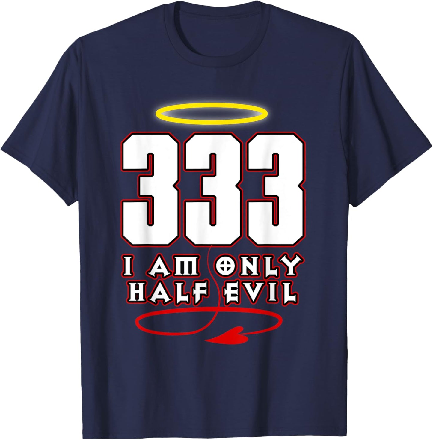 333 Shirt Funny Half Evil Angel Devil T-Shirt - T-Shirt | Navy