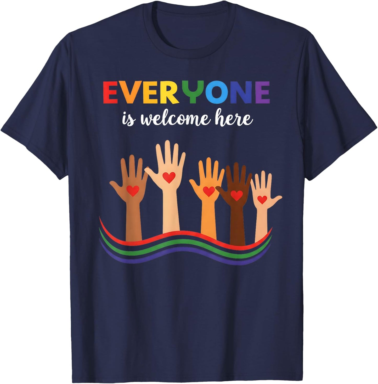 Everyone is Welcome Here Idaho Teacher T-Shirt - T-Shirt | Navy