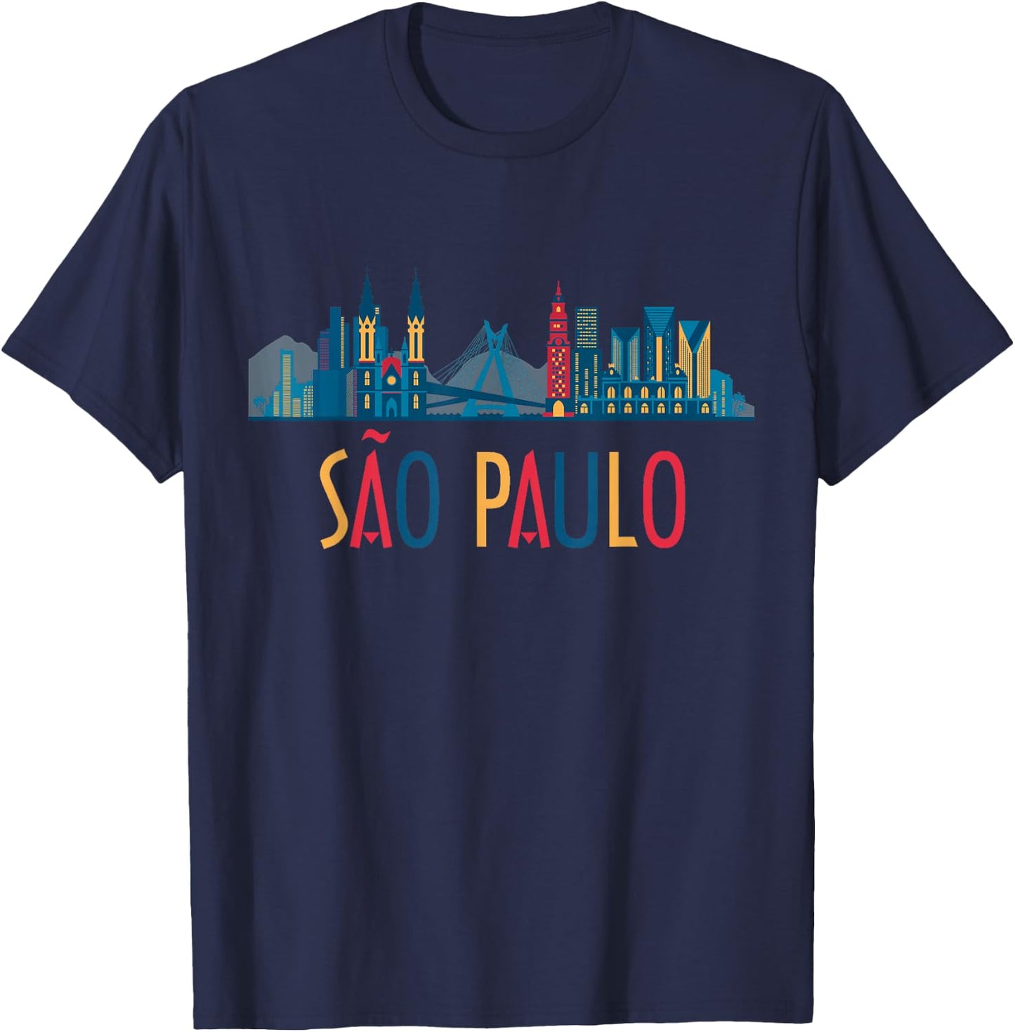 Sao Paulo Brazil Skyline Brazil Souvenir Gift T-Shirt - T-Shirt | Navy