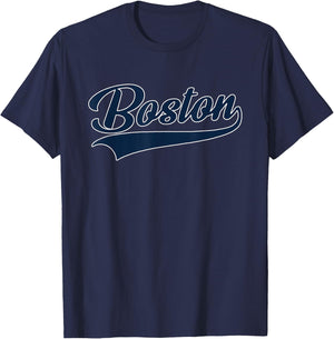 Boston - Throwback Design - Classic T-Shirt - T-Shirt | Navy