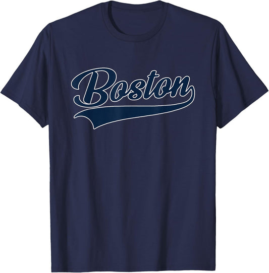 Boston - Throwback Design - Classic T-Shirt - T-Shirt | Navy