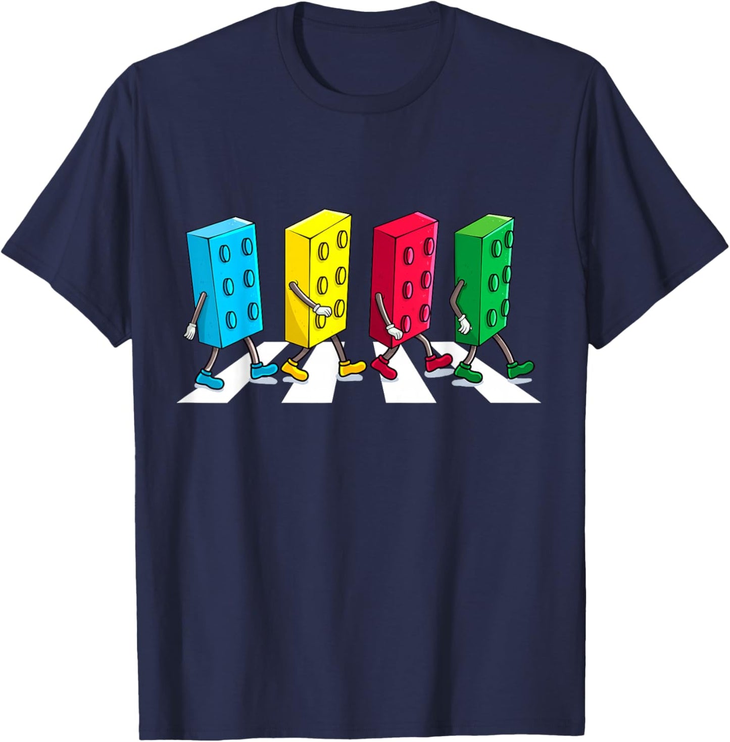 Master Builder Colourful Building Blocks Streets Boys Kids , black T-Shirt - T-Shirt | Navy