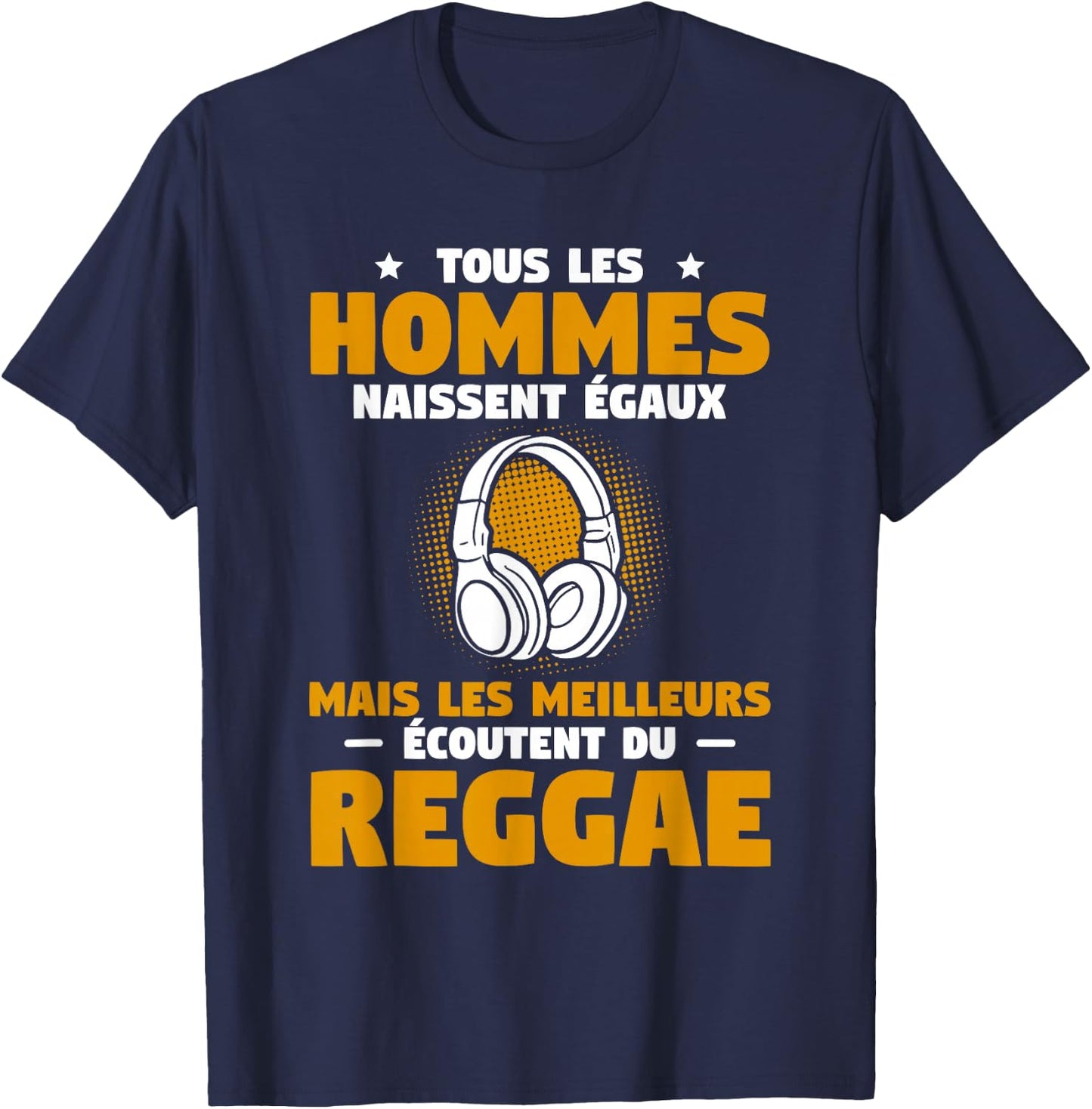 All Men Listen To Reggae , Black, S T-Shirt - T-Shirt | Navy