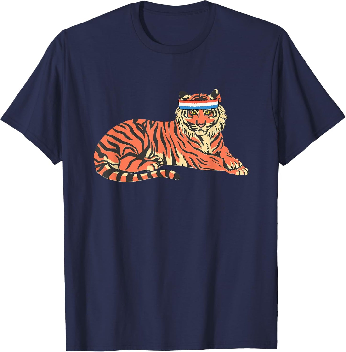 Tiger Shirt Tiger Wearing Sweatband T-Shirt - T-Shirt | Navy