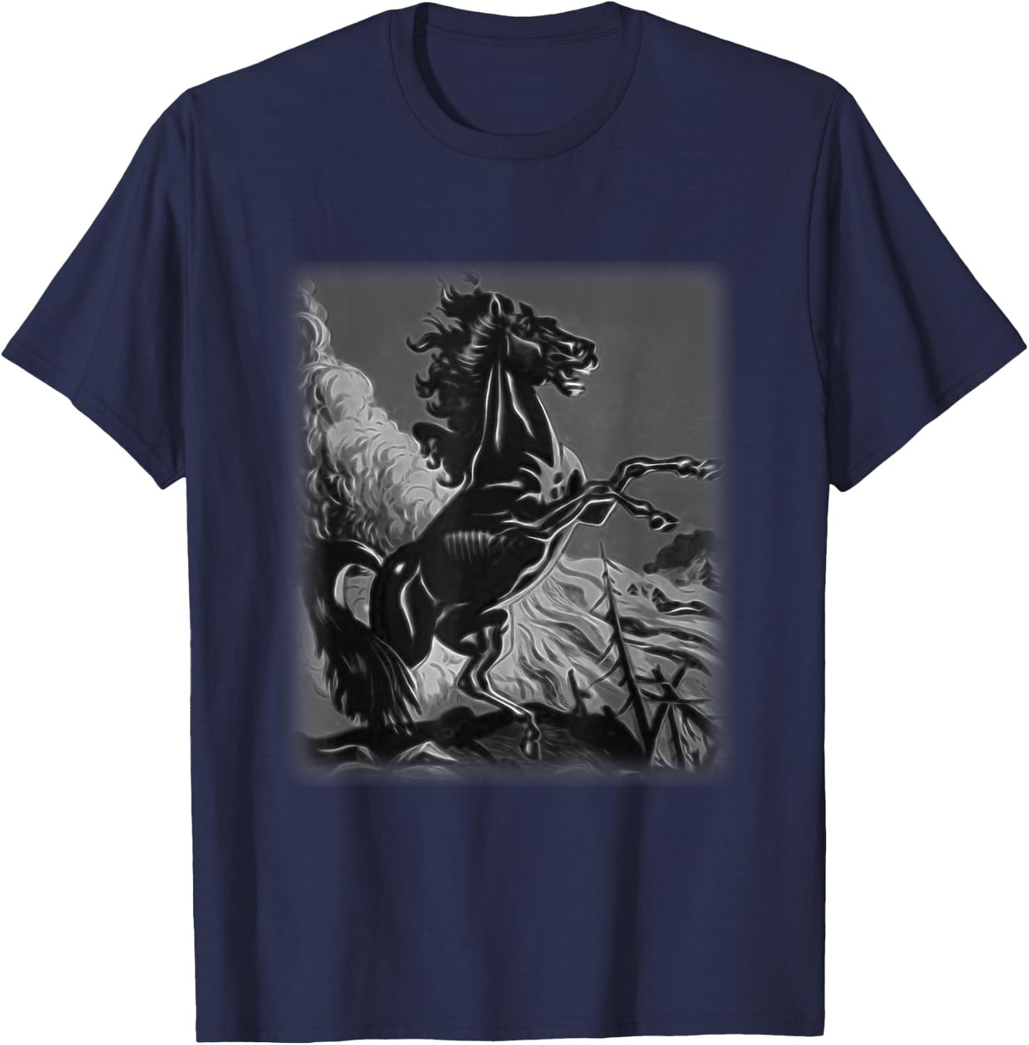 Black Horse Shirt, Rearing Stallion for Horse Lovers T-Shirt - T-Shirt | Navy