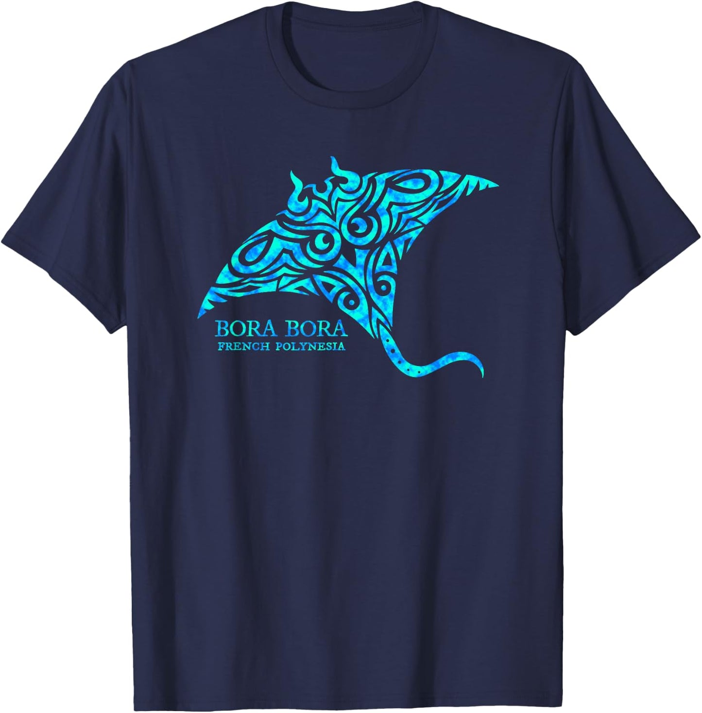Bora Bora French Polynesia Manta Ray Boys Girls T-Shirt - T-Shirt | Navy