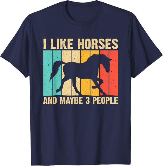 Funny Horse Art Horse Lover Men Women Boys Girls Introvert T-Shirt - T-Shirt | Navy