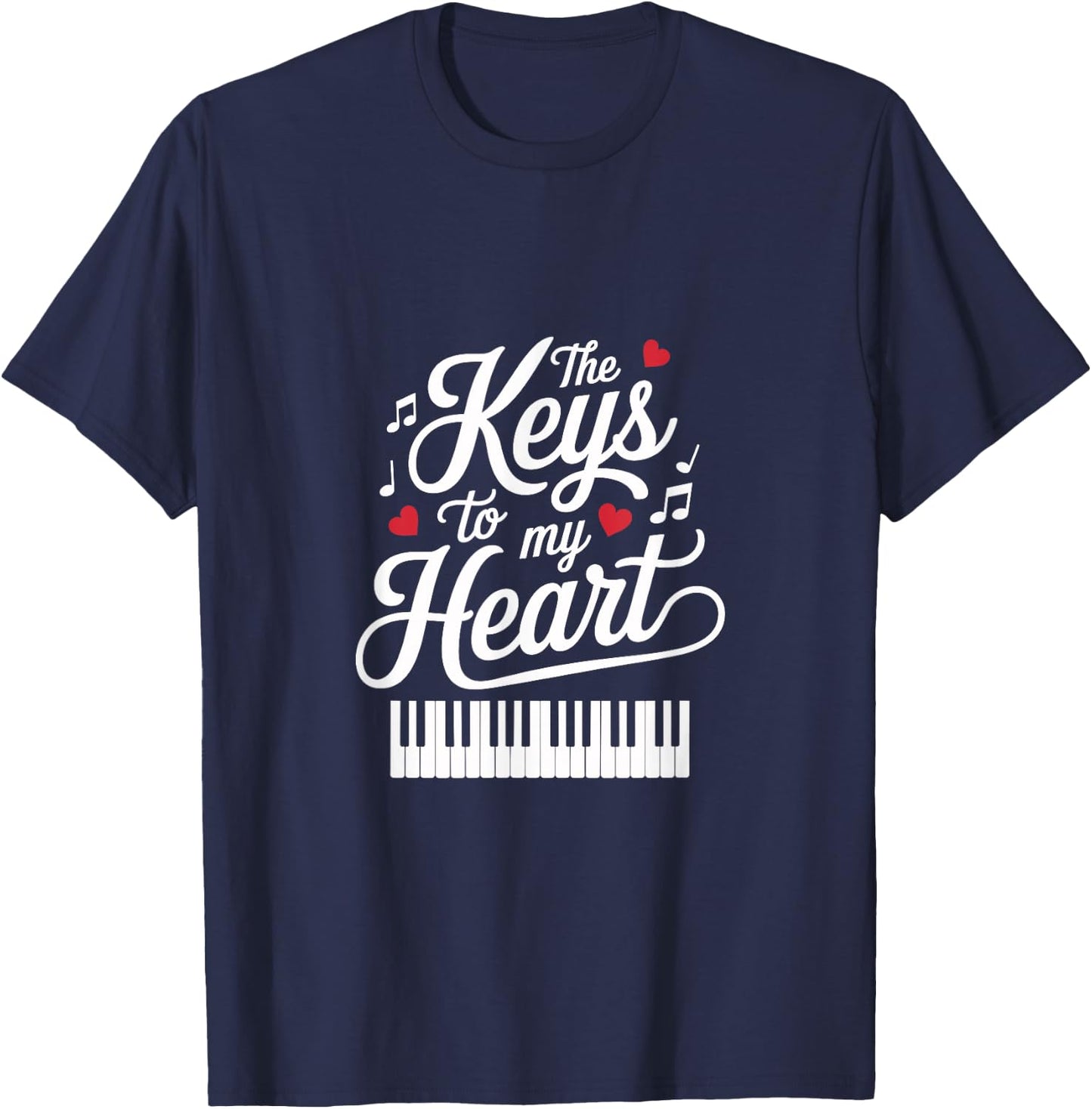 The Keys to My Heart Music Lover Design T-Shirt - T-Shirt | Navy