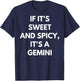 If It’s Sweet and Spicy It’s A Gemini Funny Birthday Zodiac T-Shirt - T-Shirt | Navy