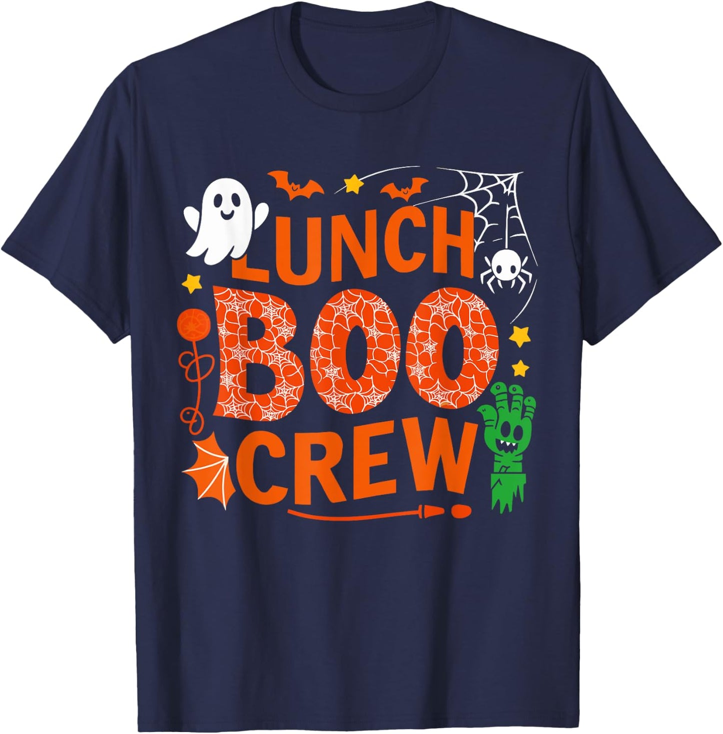 Lunch Lady Boo Crew Cafeteria Halloween Costume Matching T-Shirt - T-Shirt | Navy