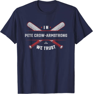 We Trust in Pete Crow-Armstrong Chicago Baseball MLBPA T-Shirt - T-Shirt | Navy
