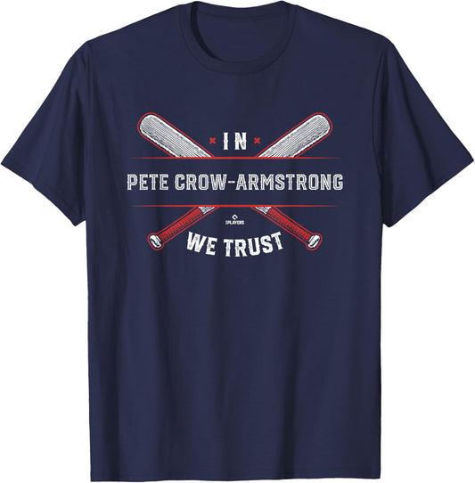 We Trust in Pete Crow-Armstrong Chicago Baseball MLBPA T-Shirt - T-Shirt | Navy