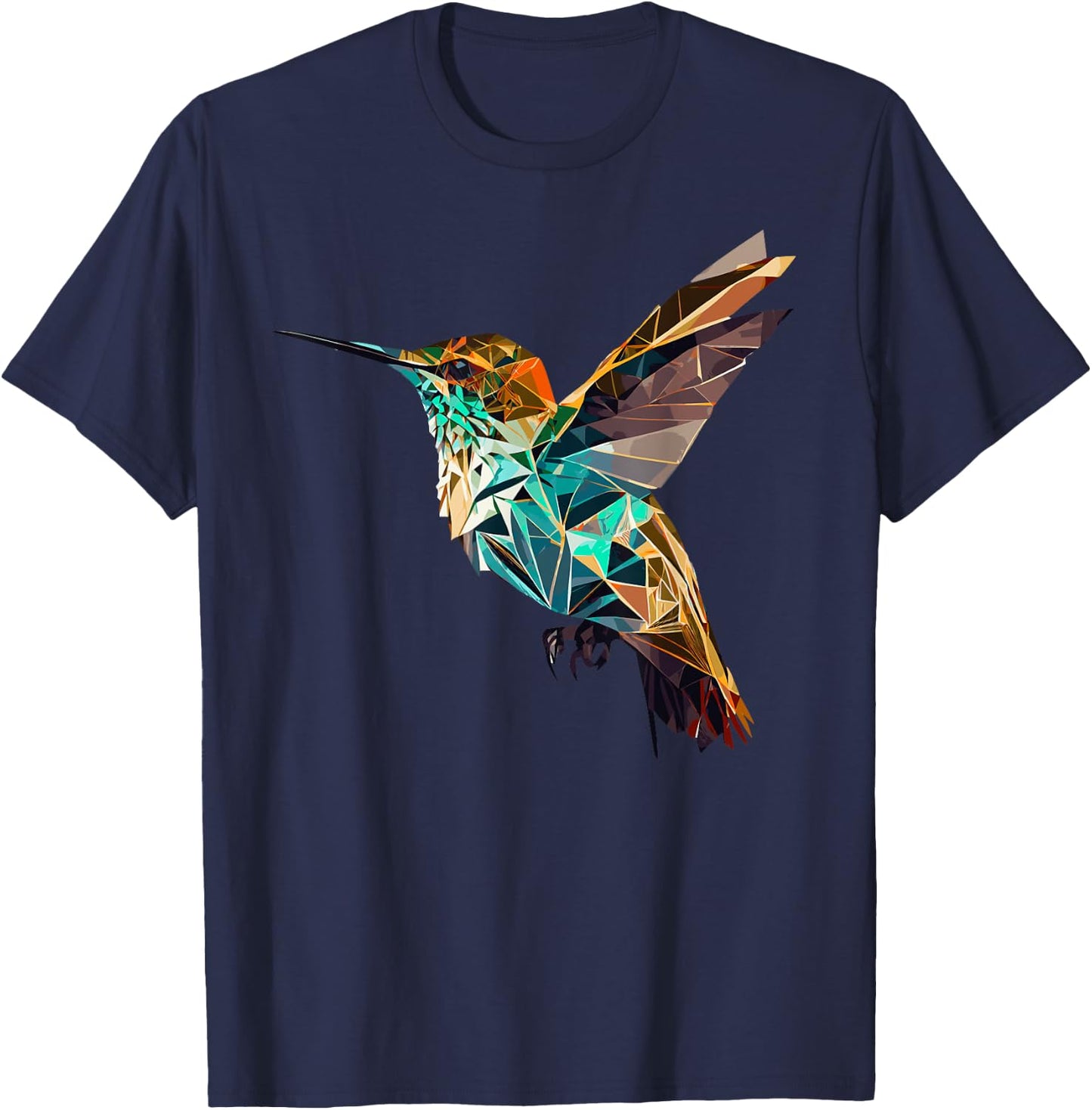 Geometrischer Kolibri abstrakter polygonaler Vogel T-Shirt - T-Shirt | Navy