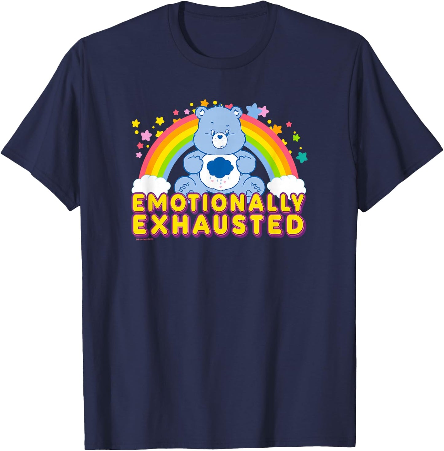 Care Bears Emotionally Exhausted Rainbow Grumpy Bear Icon , Black, S T-Shirt - T-Shirt | Navy