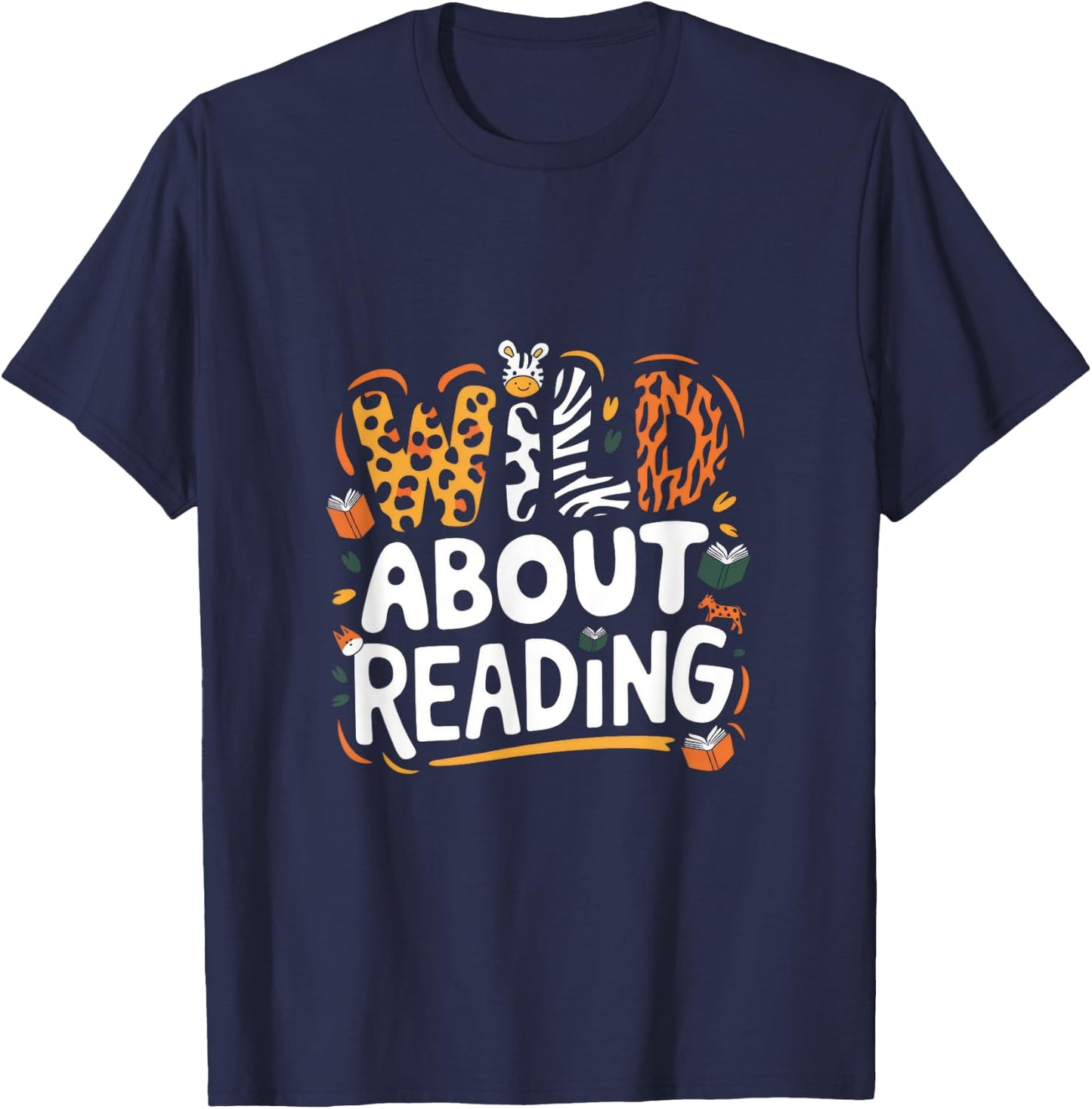 Wild About Reading - Wild About Reading Bookworm T-Shirt - T-Shirt | Navy