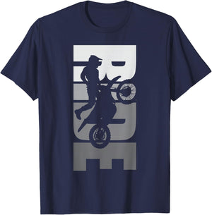 Ride Dirt Bike Motocross Motorcycle MX Offroad Life Passion , black T-Shirt - T-Shirt | Navy