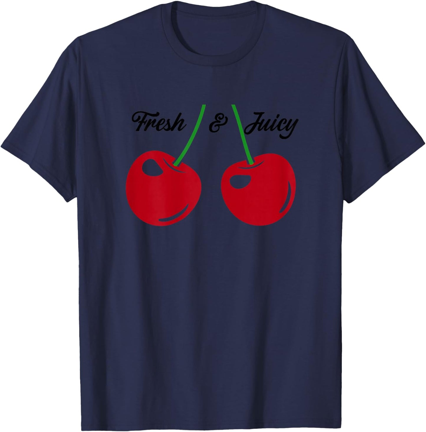 Cherry Top, Fresh Juicy Red Cherries, Women's Vintage Cherry T-Shirt - T-Shirt | Navy