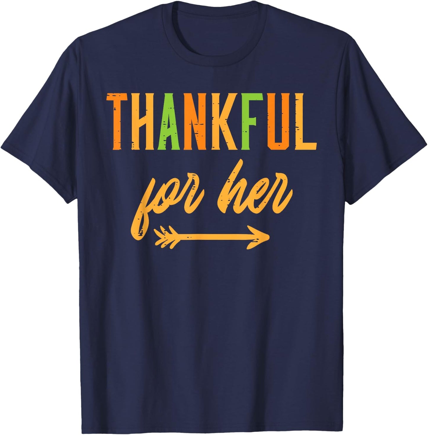 Thanksgiving Thankful Matching Couple Autumn Men T-Shirt - T-Shirt | Navy