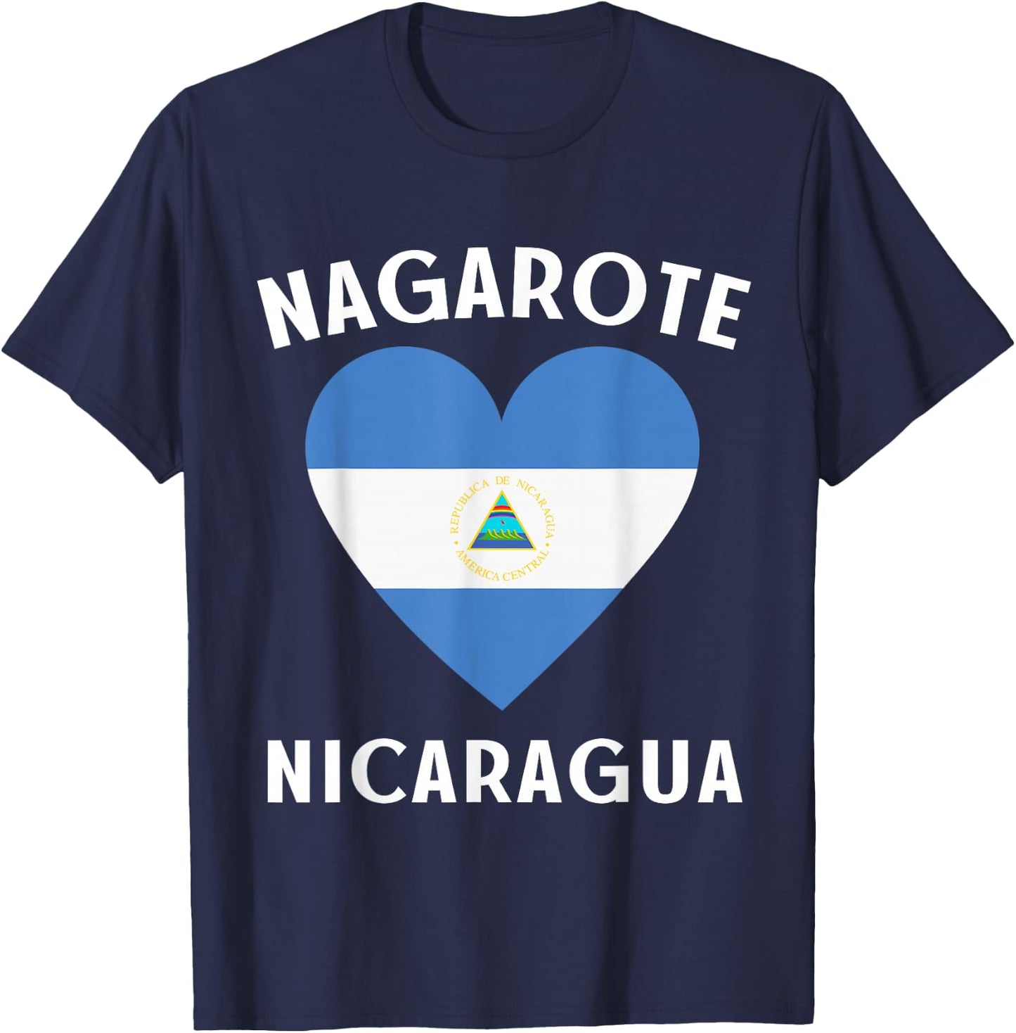 Nicaragua Flag Heart Nagarote City T-Shirt - T-Shirt | Navy
