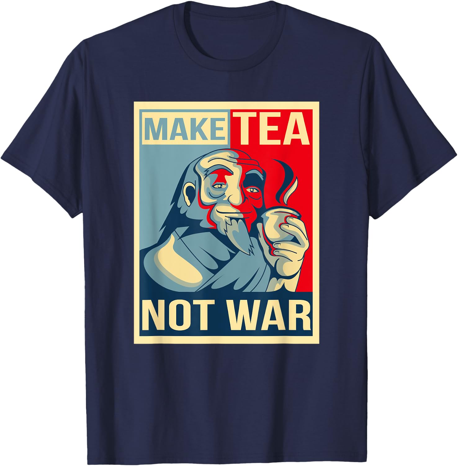 Make Tea Not War. Tealover Japanese Buddha Herbal Peace T-Shirt - T-Shirt | Navy