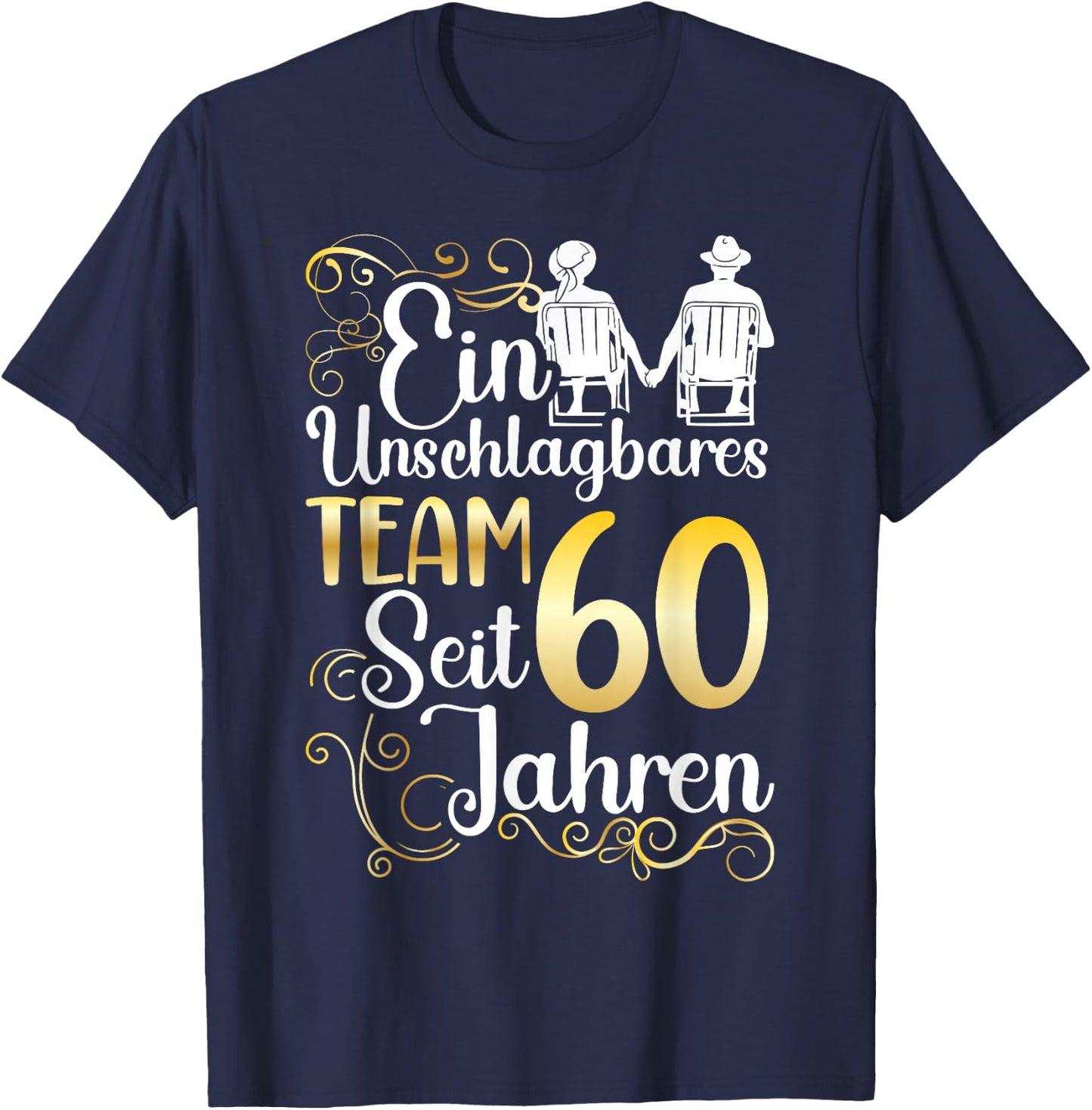 Diamantene Hochzeit 60 Jahre Verheiratet Hochzeitstag T-Shirt - T-Shirt | Navy