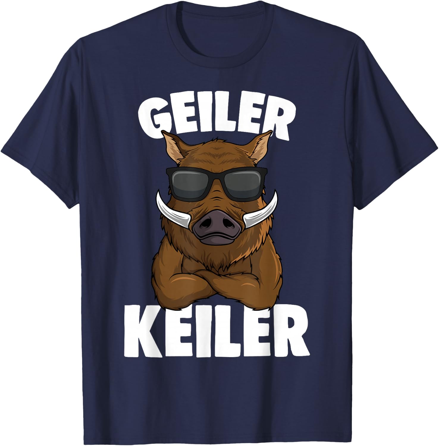 Men's Wild Boar Hunter , Green T-Shirt - T-Shirt | Navy