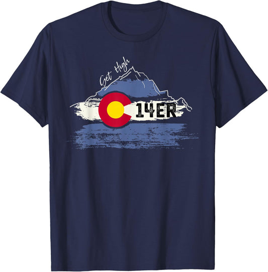 Get High on Colorado 14ers T-Shirt - T-Shirt | Navy