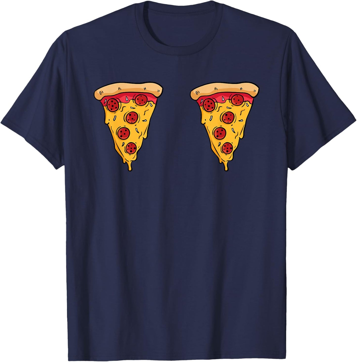 Pepperoni Pizza Slices Boobs T-Shirt - T-Shirt | Navy