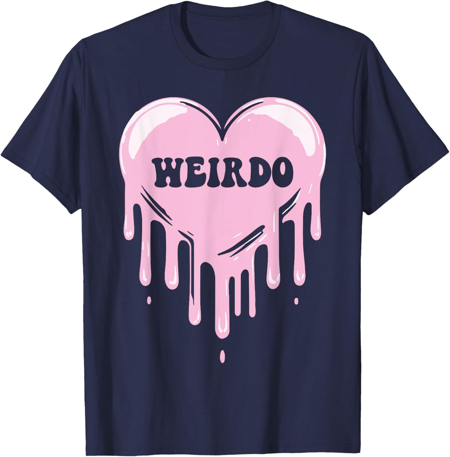 Weirdo Dripping Heart Pastel Goth Emo Punk Aesthetic T-Shirt - T-Shirt | Navy